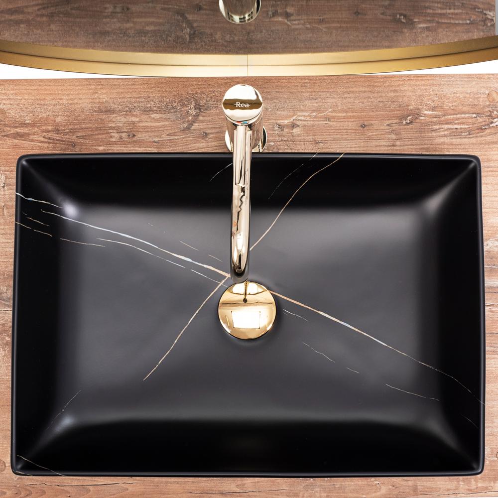 REA Inga melna marmora matēta galda virsmas izlietne