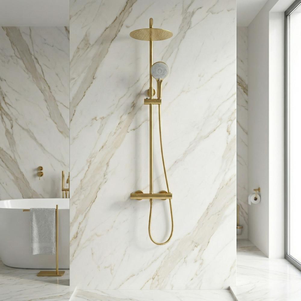 Set de duș fără pipă cu termostat Rea Lungo Gold