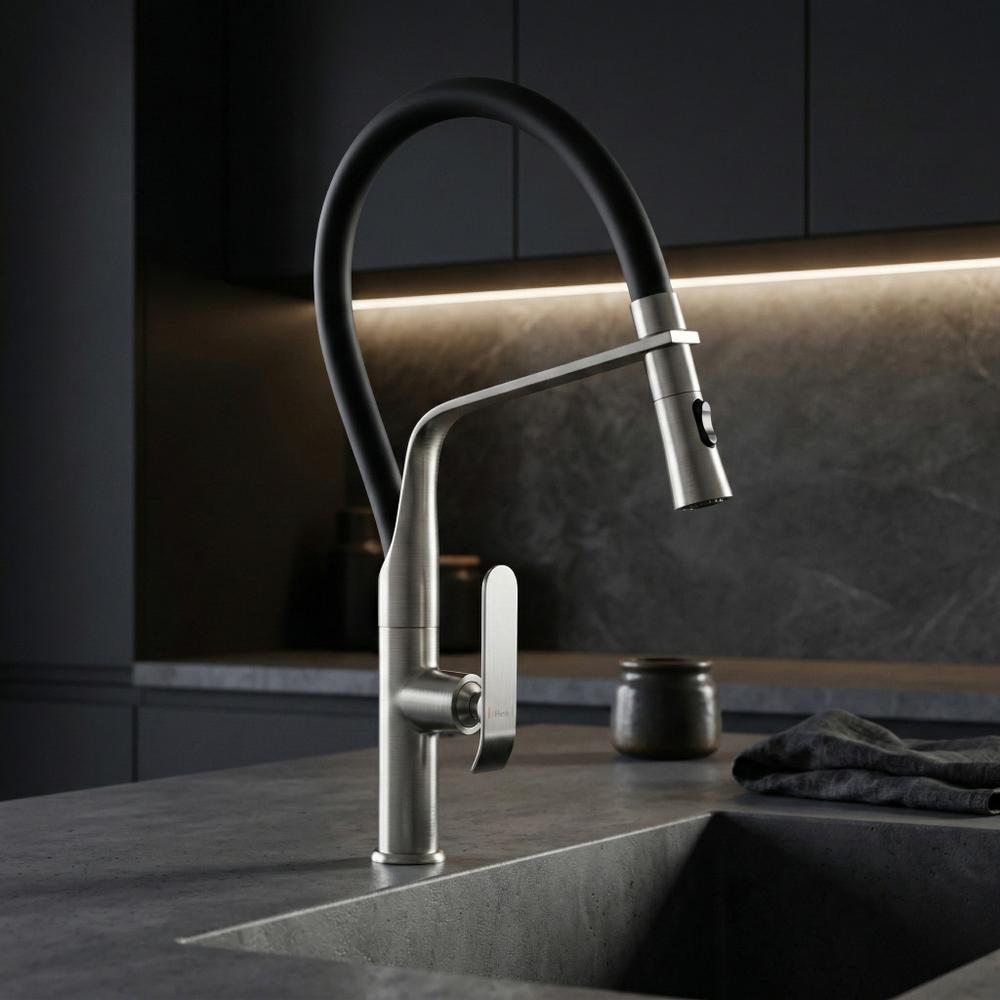 Rubinetto da cucina Rea Castor Brush Nickel