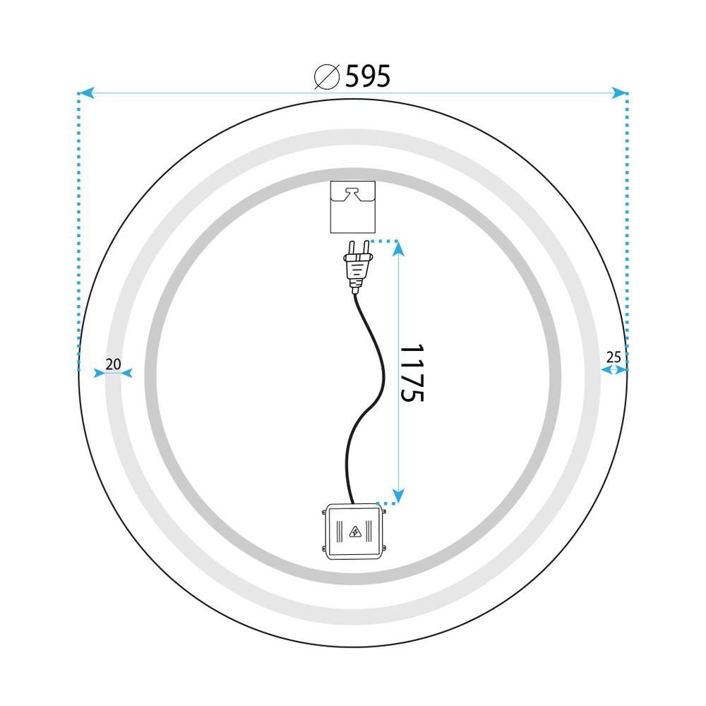 ESPELHO DE PAREDE LED 60cm MMJ Preto