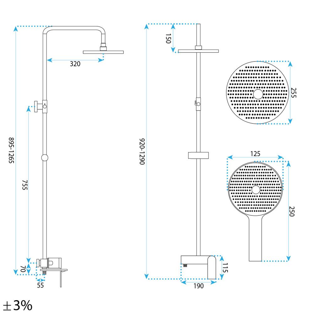 Shower set REA Marco Gun Grey
