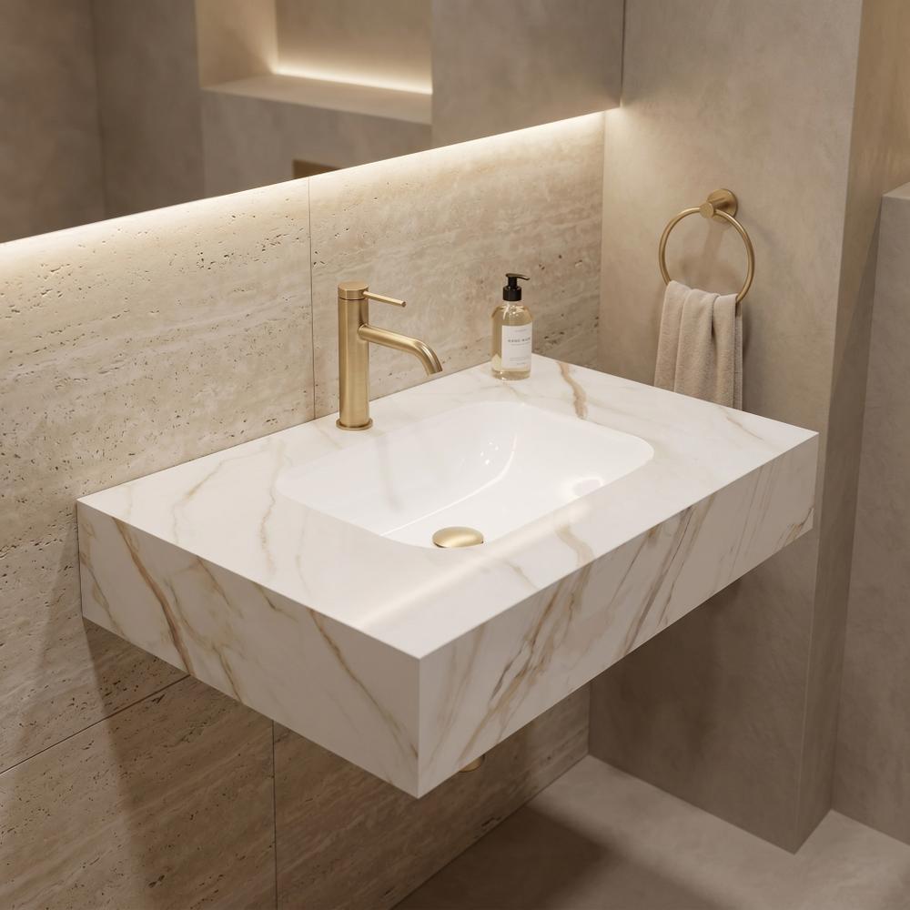 Umywalka ścienna Rea Aresa Grey Gold 80