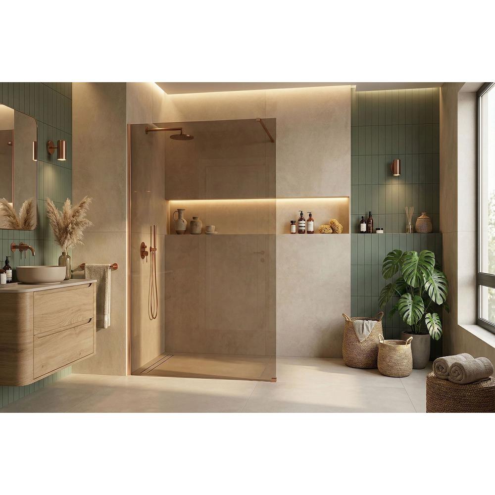 Kabina prysznicowa Walk-In Rea Flexi Brown / Brush Copper 120