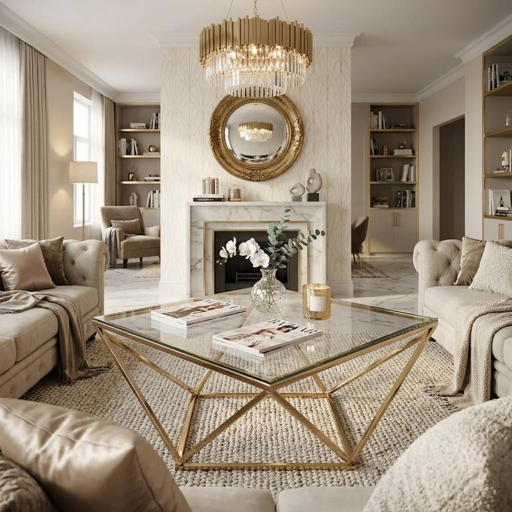 Stolik kawowy szklany Glamour Gold CS-14G