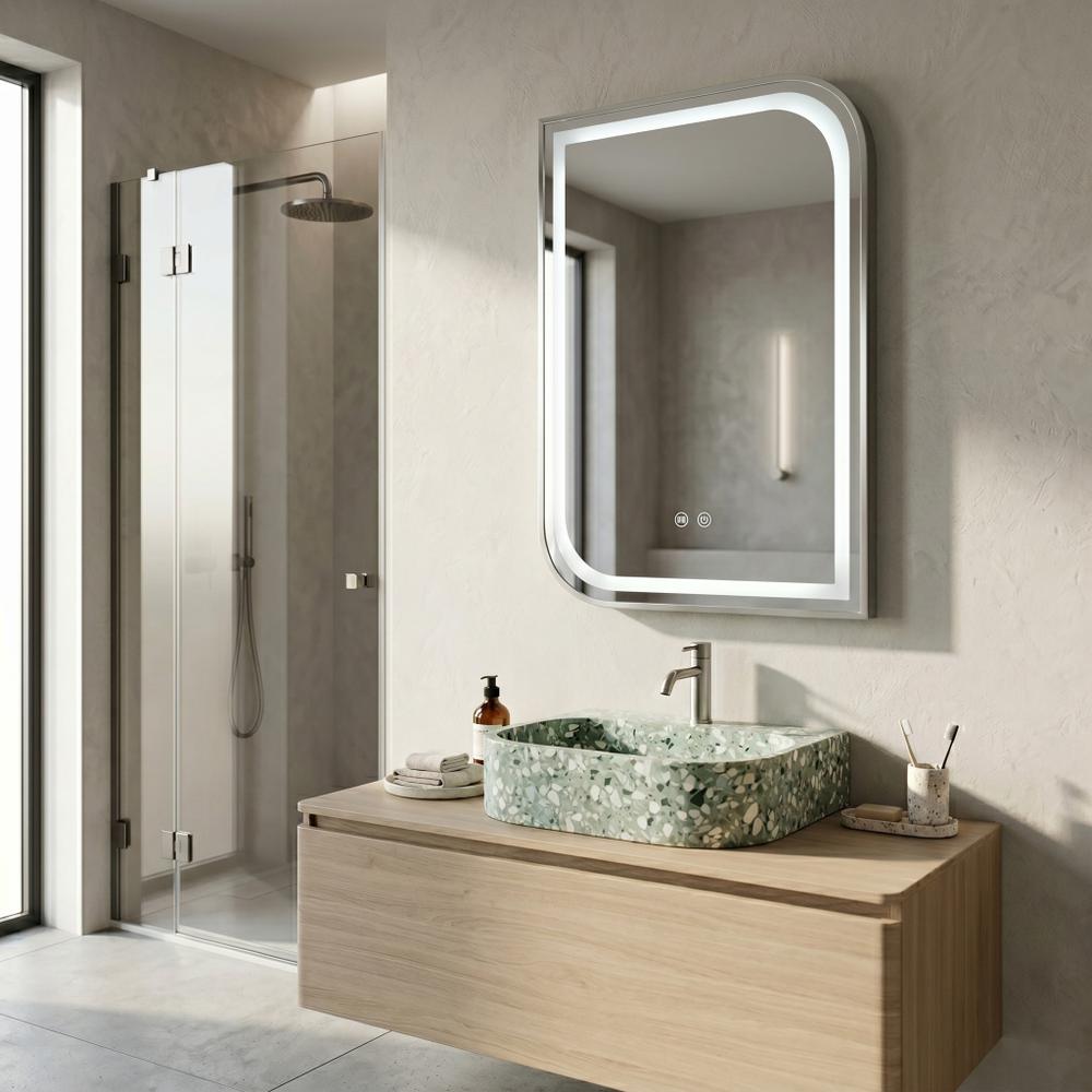 Lustro ścienne LED ZONE 70x50 Nikiel Szczotkowany