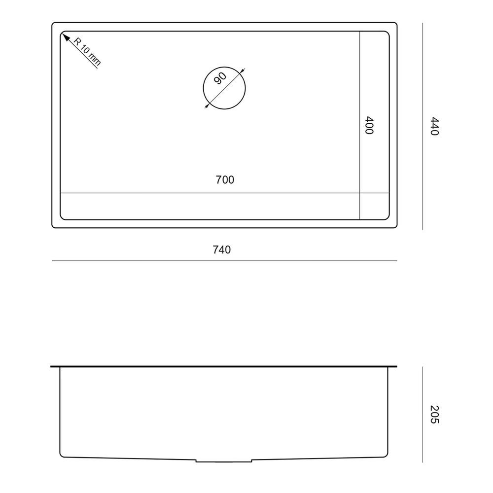 Évier en acier ANTHONY 80 BRUSH NICKEL