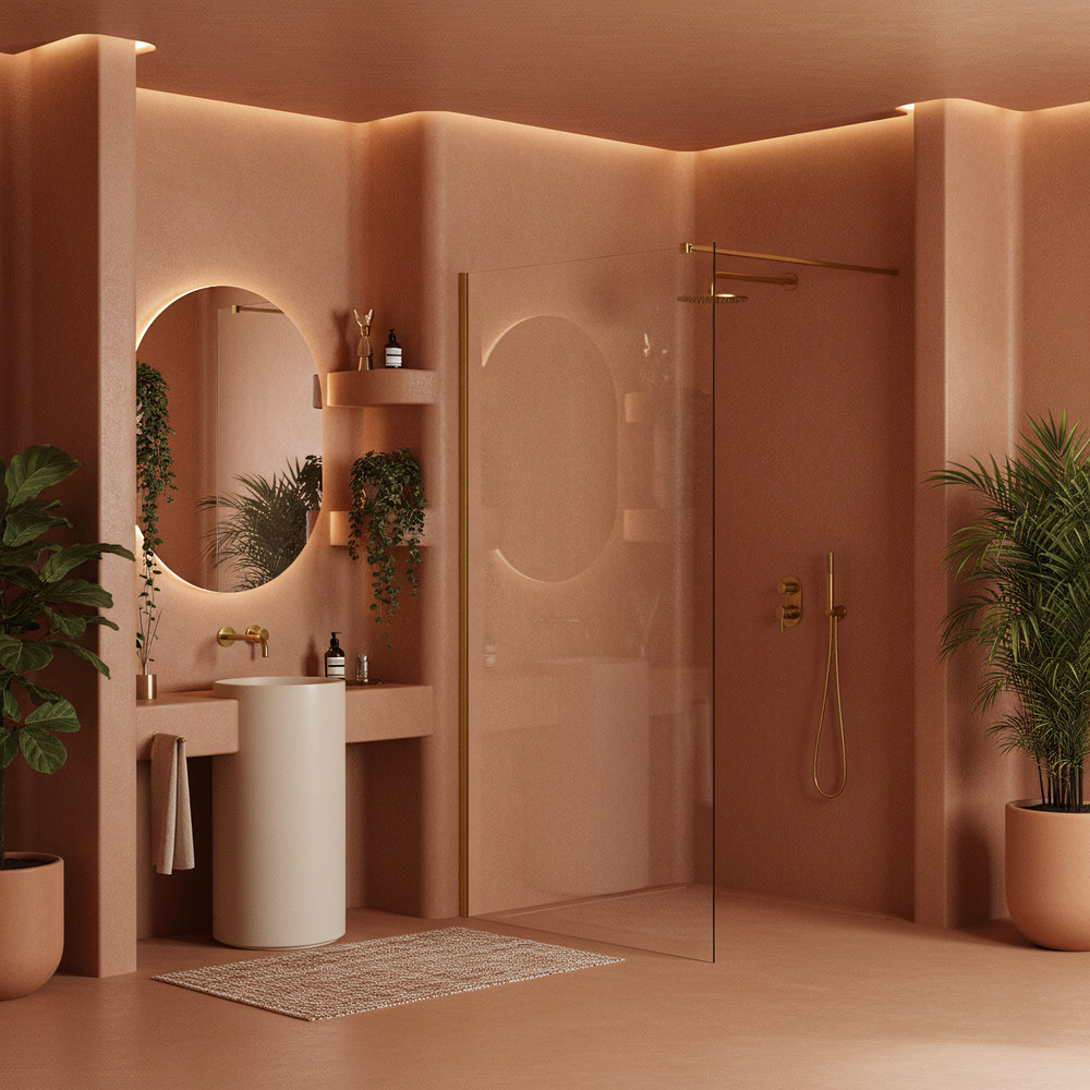 Kabina prysznicowa Walk-In Rea Flexi Transparent / Brush Gold 110