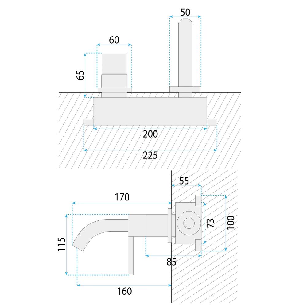 Wall Mounted faucet Rea Foster Brush Copper