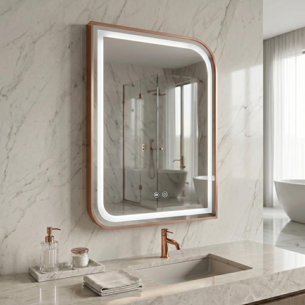 Lustro ścienne LED ZONE 70x50 Różowe Złoto Szczotkowane