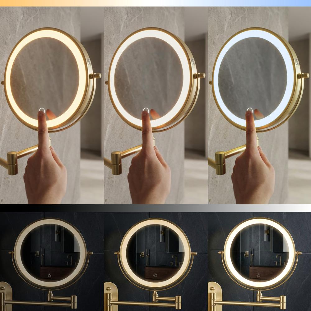 LED Spiegel Glow Brush Gold