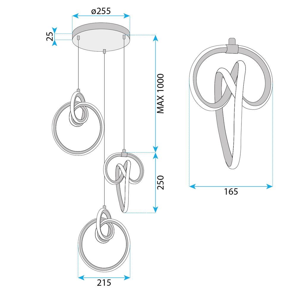 LED-Hängeleuchte G072-3CPR Gold
