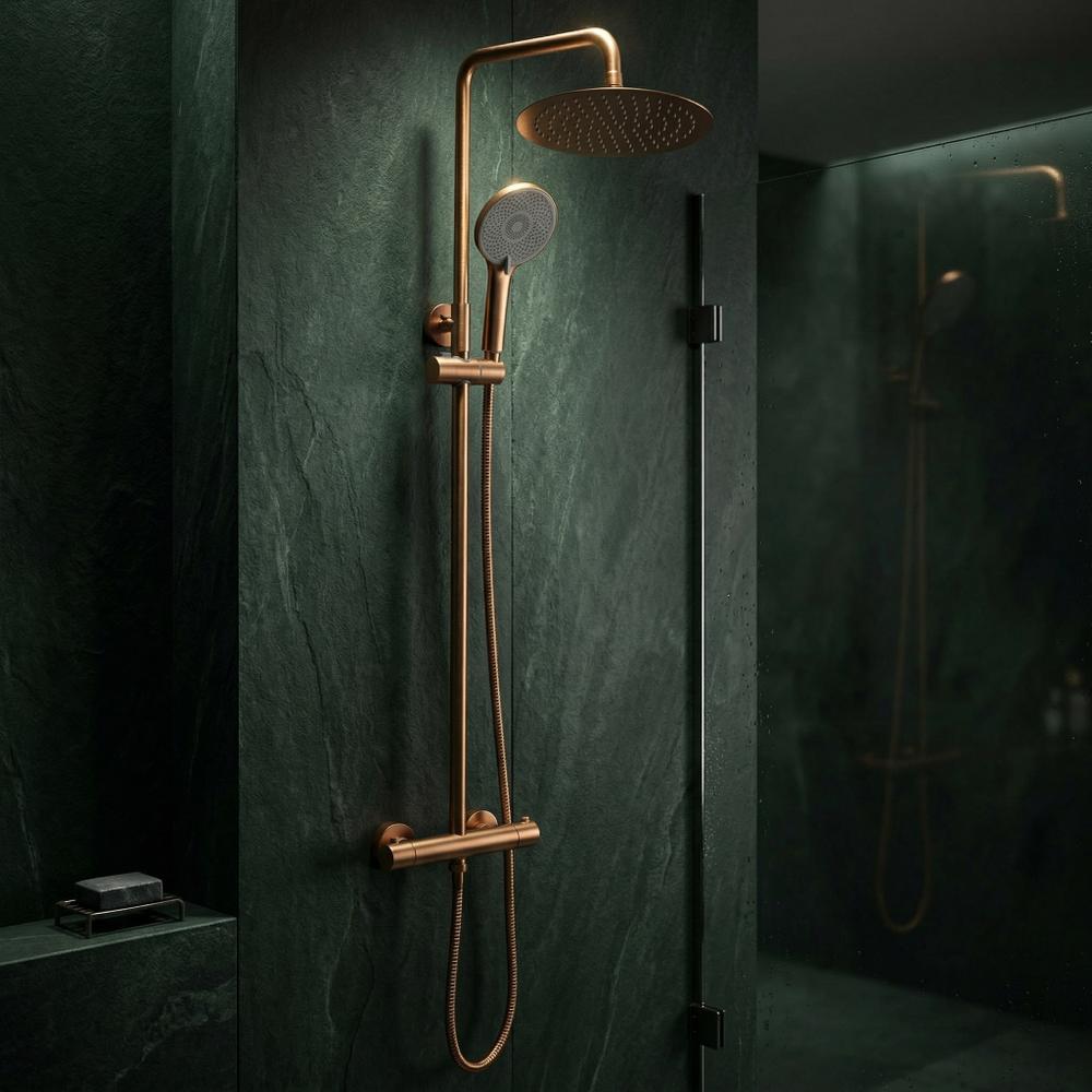 Set de duș fără pipă cu termostat Rea Lungo Copper Brush