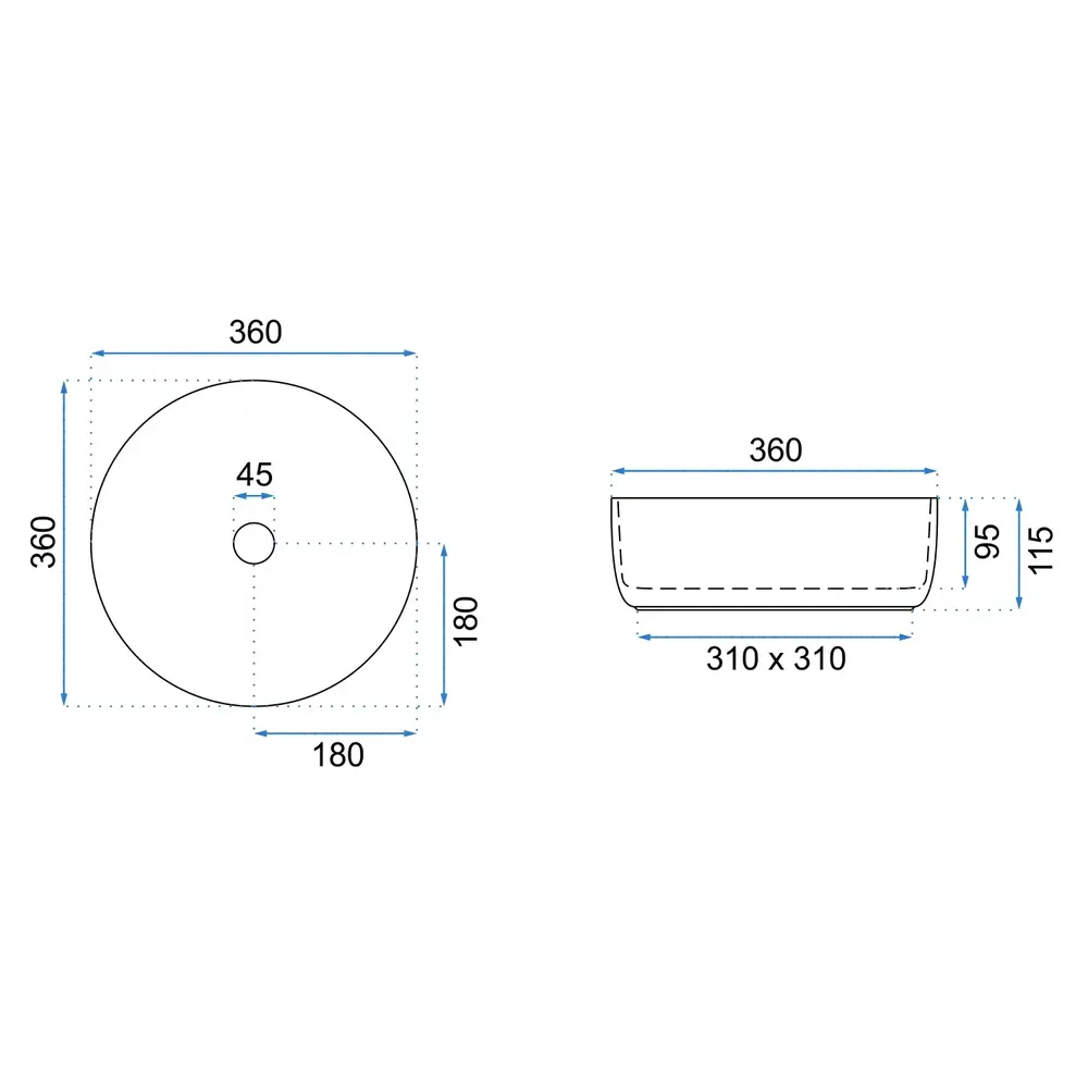 Kriauklė stalviršio Rea SAMI L.BLUE SHINY