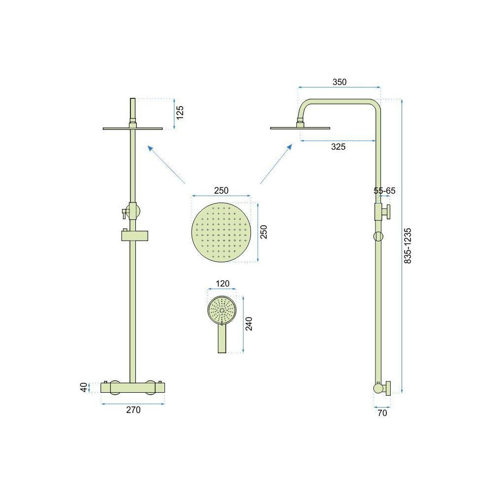 Σετ ντους REA VINCENT με Θερμοστάτη Βουρτσισμένο Νικέλιο INOX