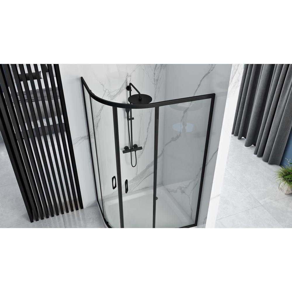 Cabine de douche REA Look Black 80x100 + Receveur de douche Look White