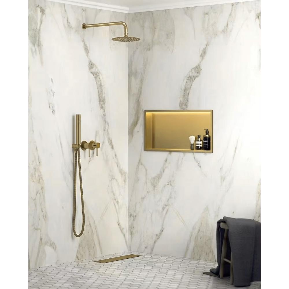 bathroom shelf LED 30x60 brush gold