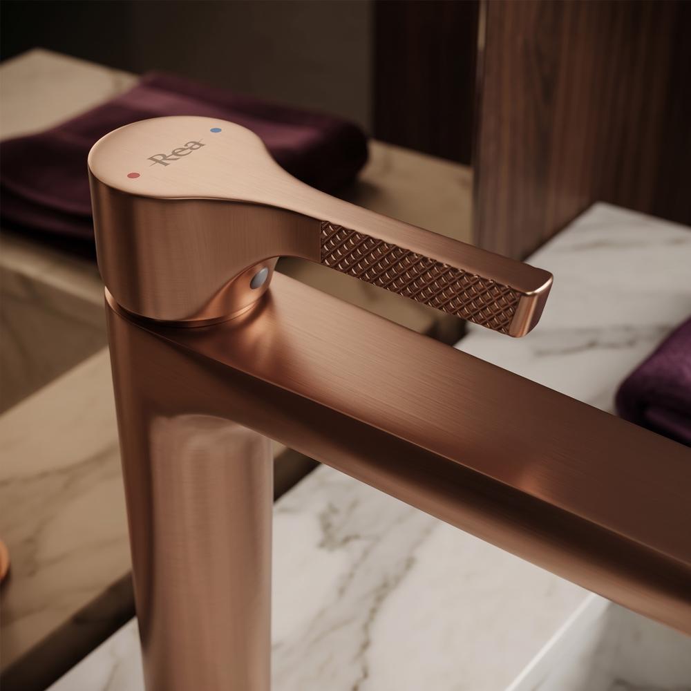 Bateria Umywalkowa PREMIUM REA Maxim Miedź Szczotkowana Wysoka