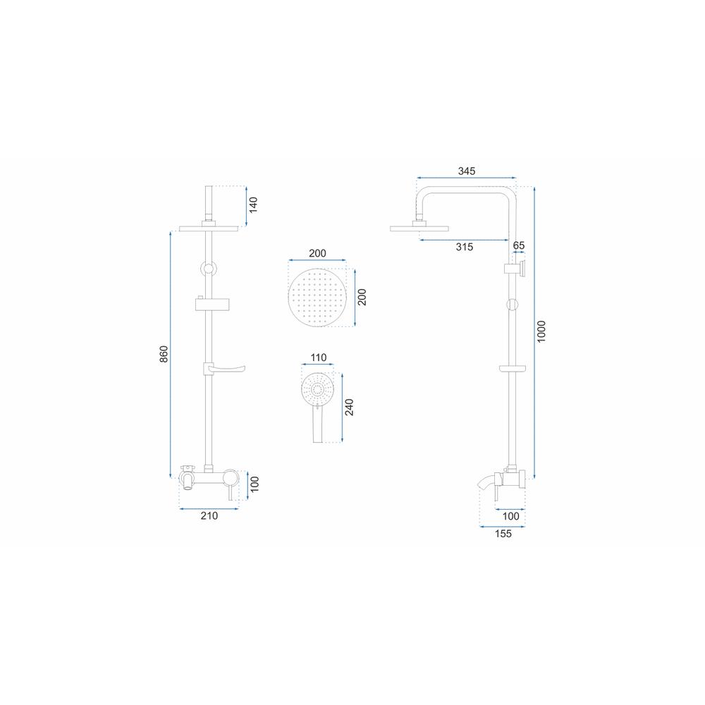 Set Doccia da incasso LUIS Black