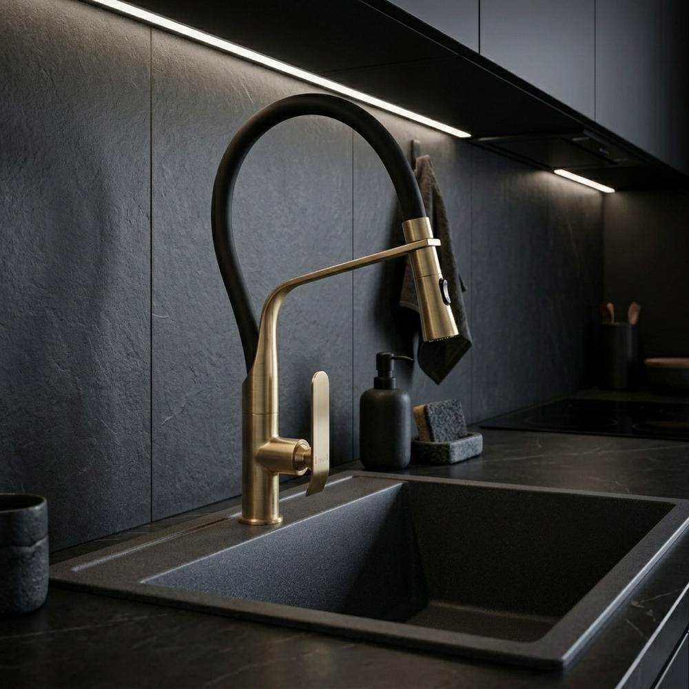 Maišytuvas virtuvės Rea Castor gold brush