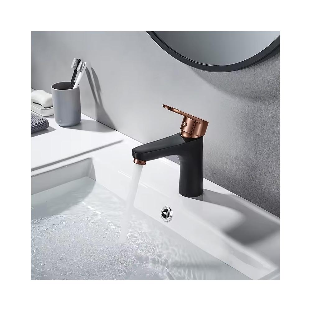 Bateria Umywalkowa REA MILD Black Rose-Gold Low