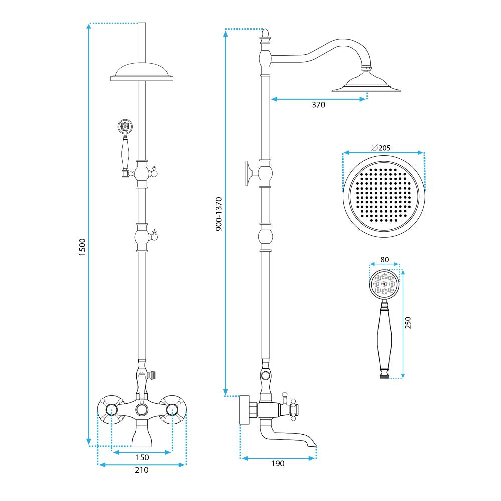 dušas komplekts REA BERGAMO antique bronze