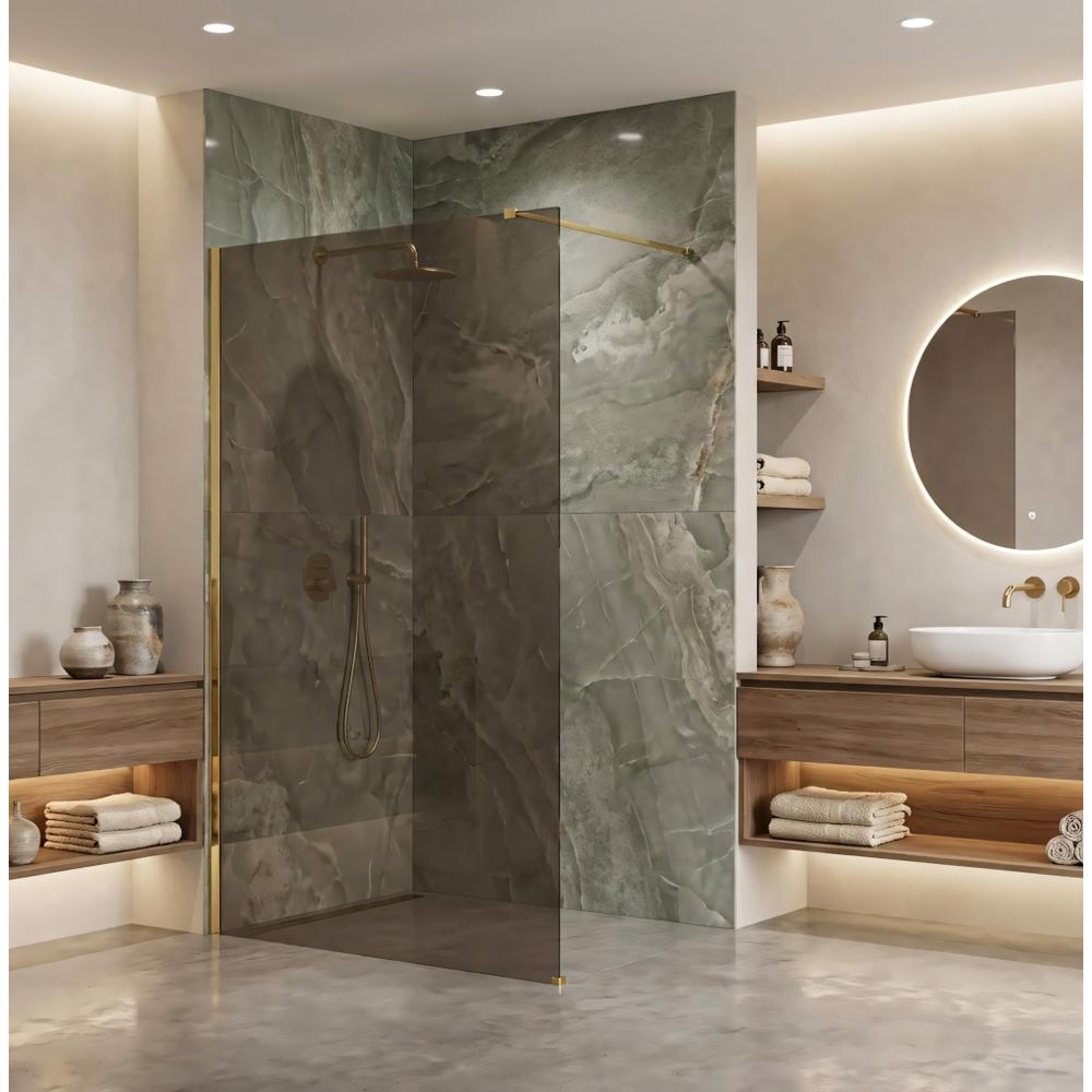 Duschwand Rea Flexi Brown / Gold 80