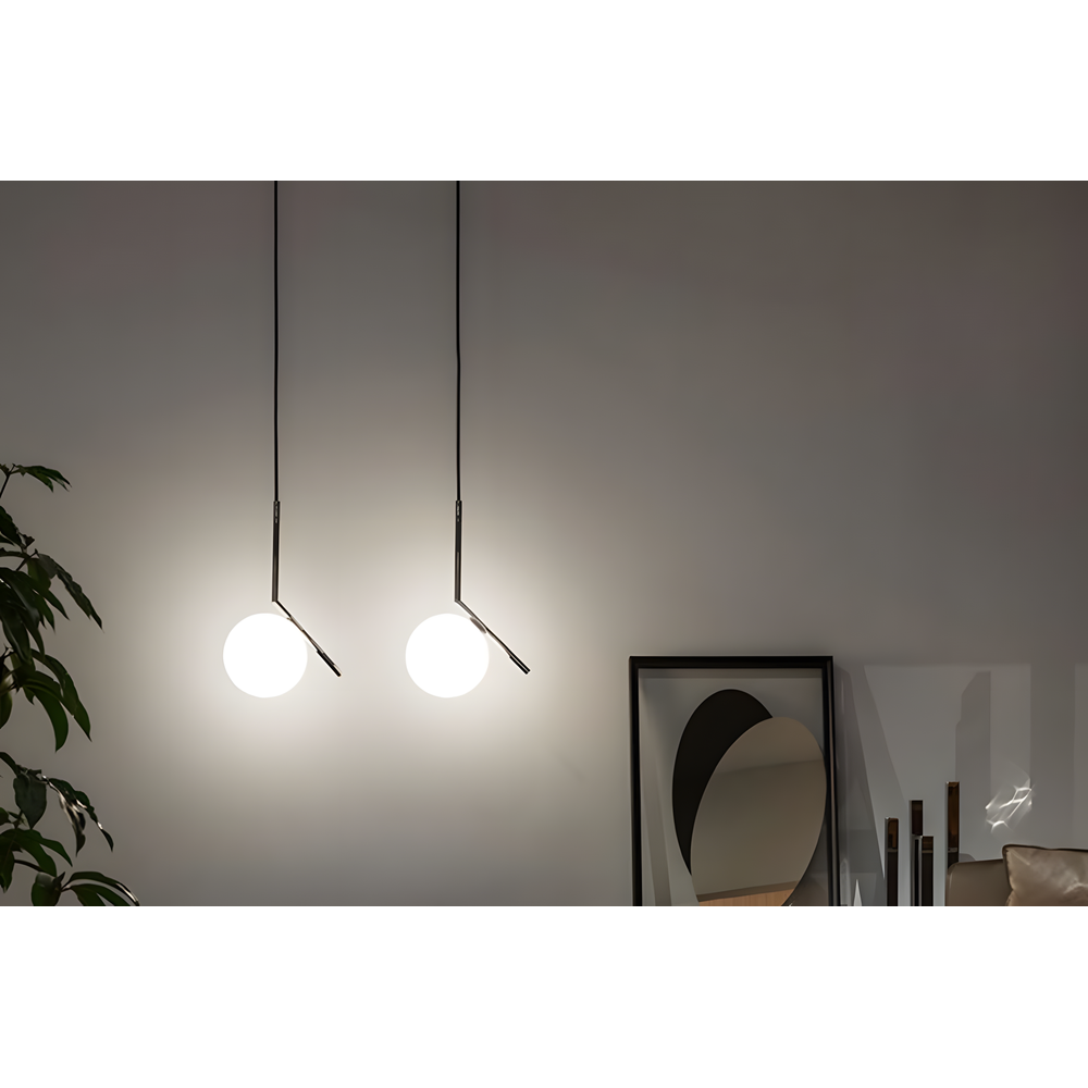 Lampa Sufitowa Wisząca Szklana Kula  G107-1W Czarna Biała