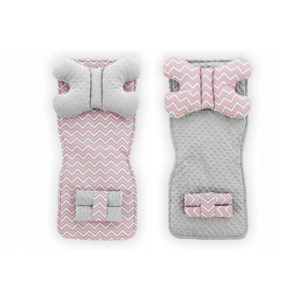 Mata do wózka dwustronna 4w1 Pink/Grey ZigZag
