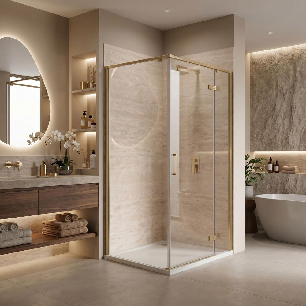 Shower enclosure Rea Bruno 120x90 Brush Gold
