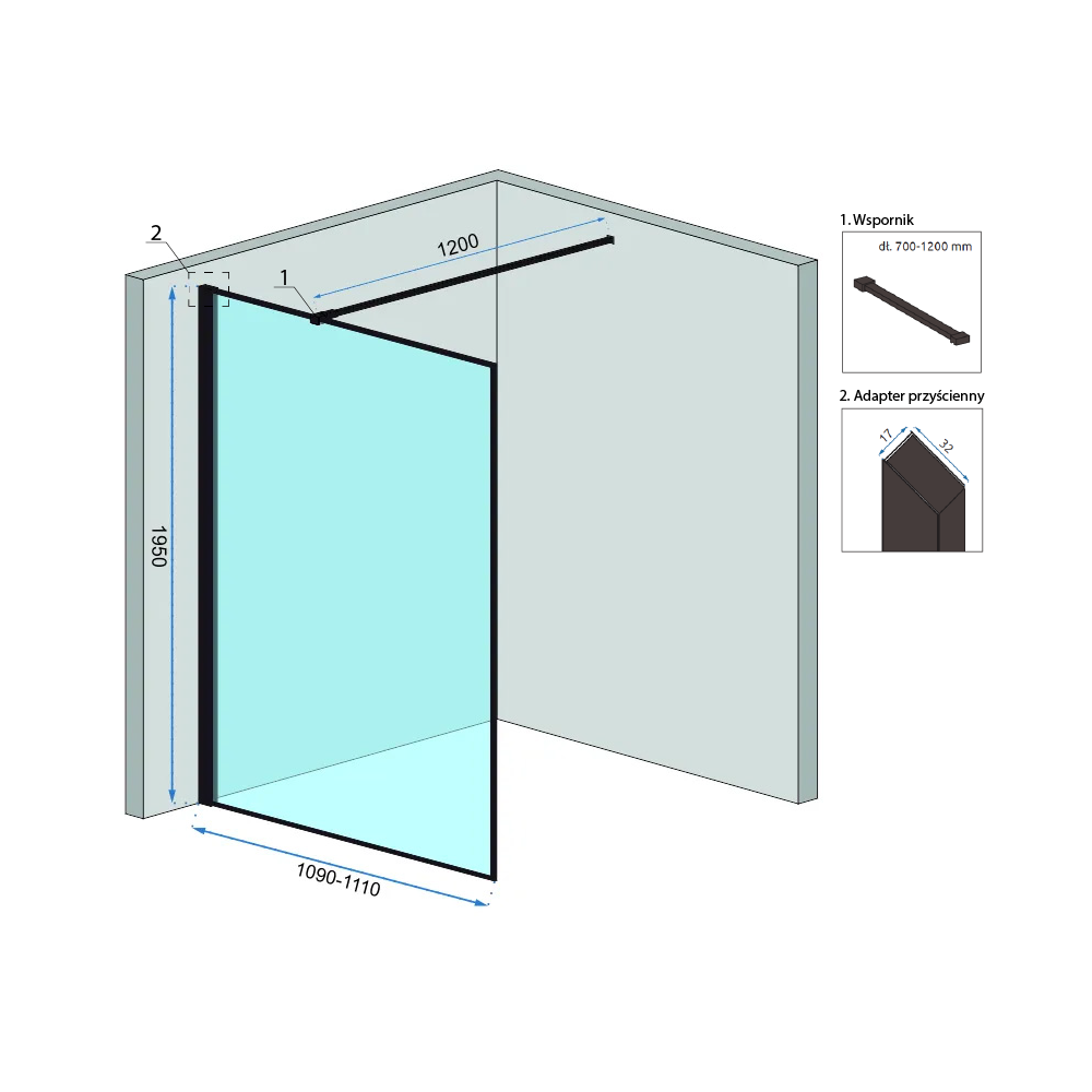 Shower screen  Rea Bler 110 + hanger Evo