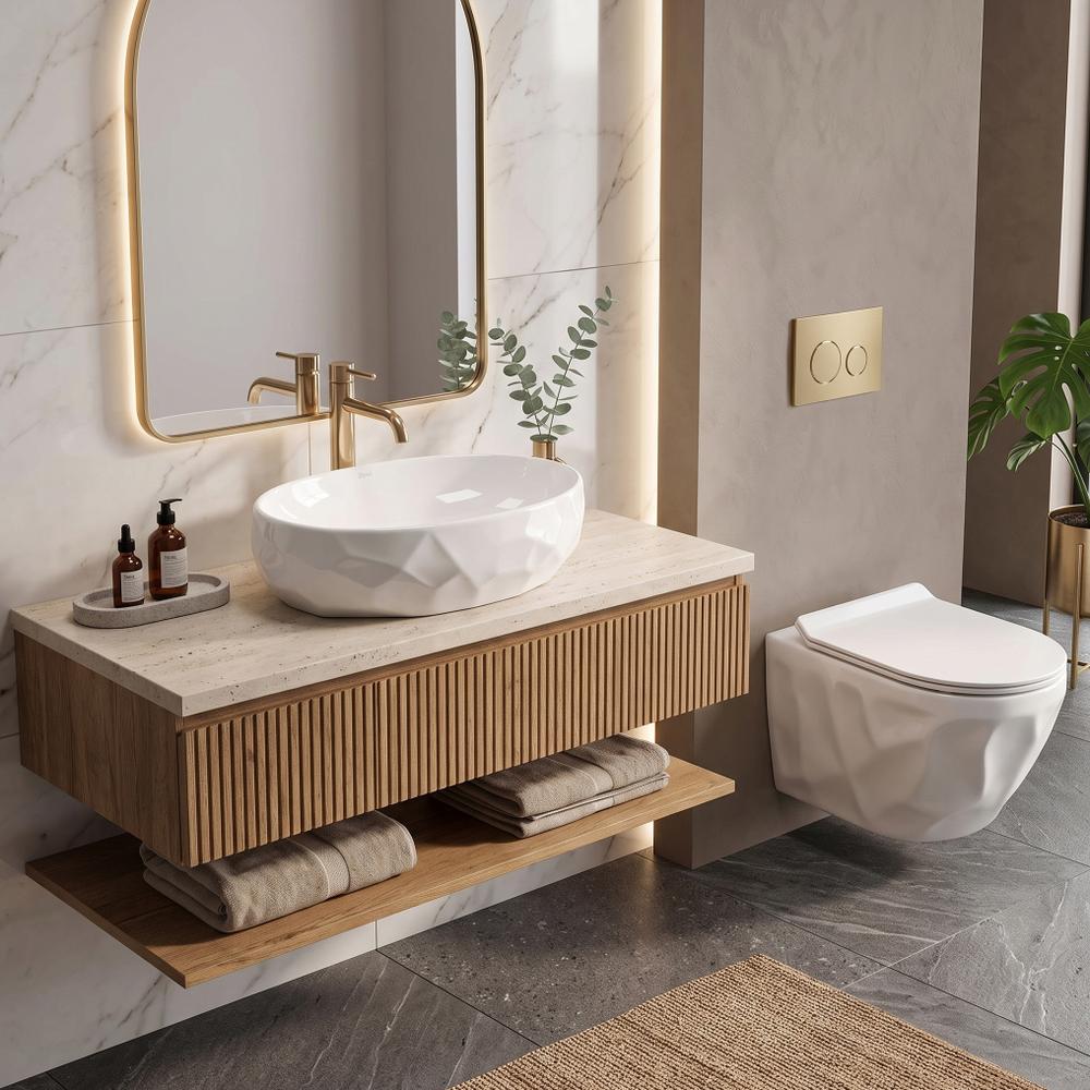 Zestaw Misa WC REA Gustavo Rimless podwieszana + Umywalka nablatowa Maya