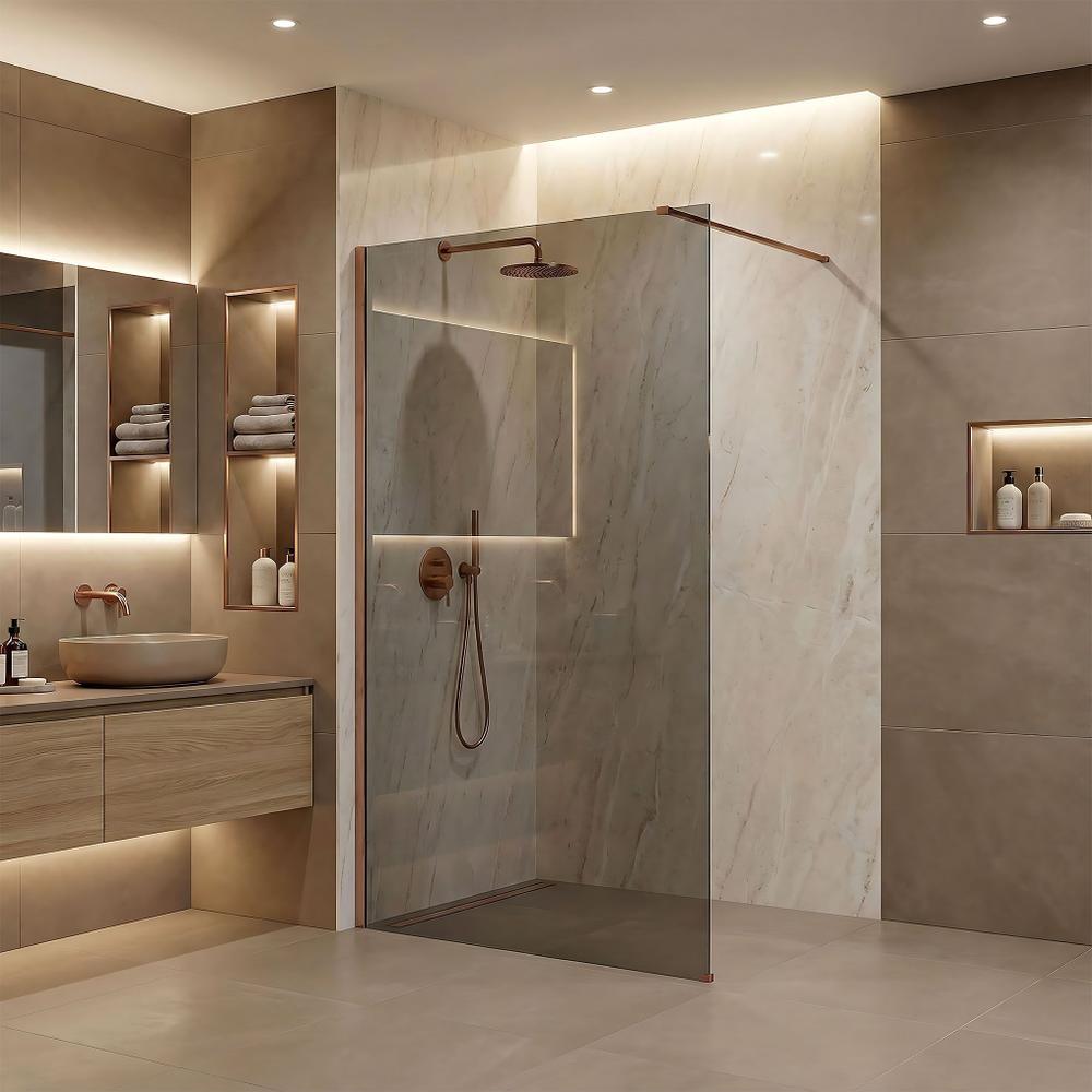 Paroi de douche Rea Flexi Grey / Brush Copper 140
