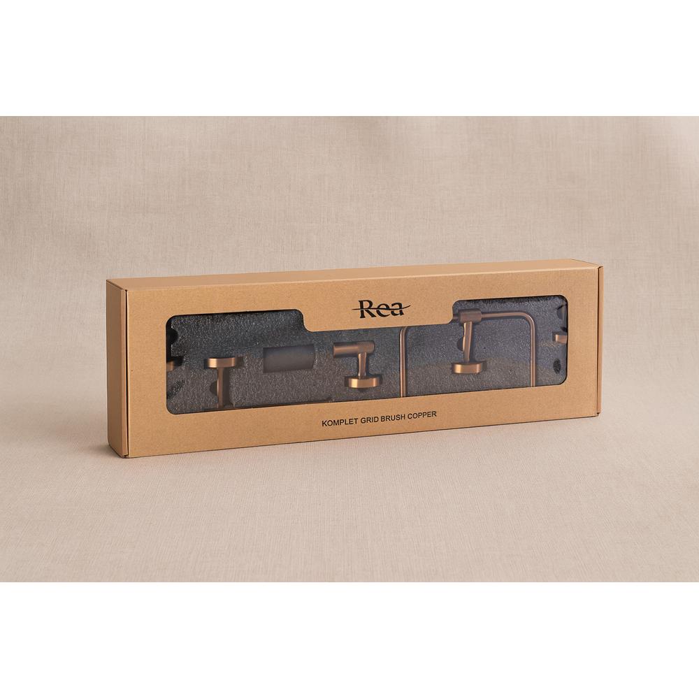 Kylpyhuonetarvikesetti GRID Brush Copper 4 osaa
