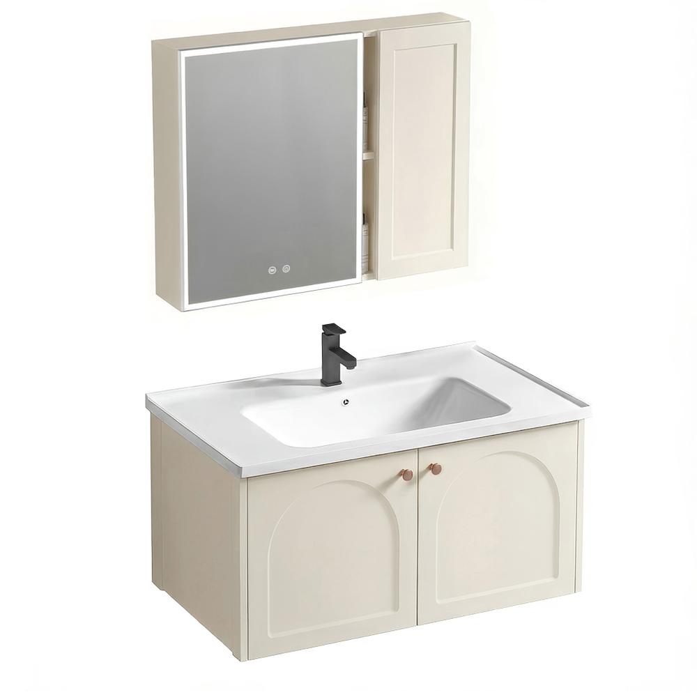 Conjunto de muebles de baño con lavabo Denver 80cm Creme