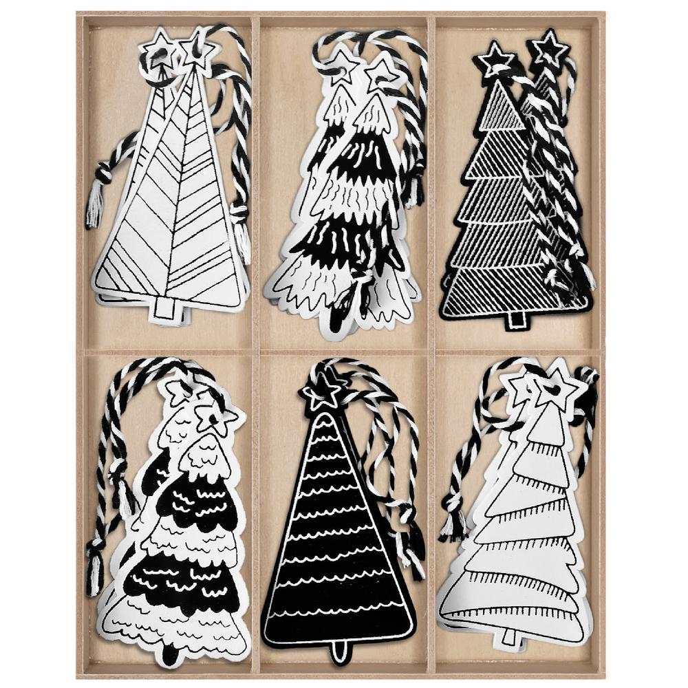 ZESTAW NA CHOINKĘ 12 SZTUK DREWNIANE CHOINKI KL-21X16