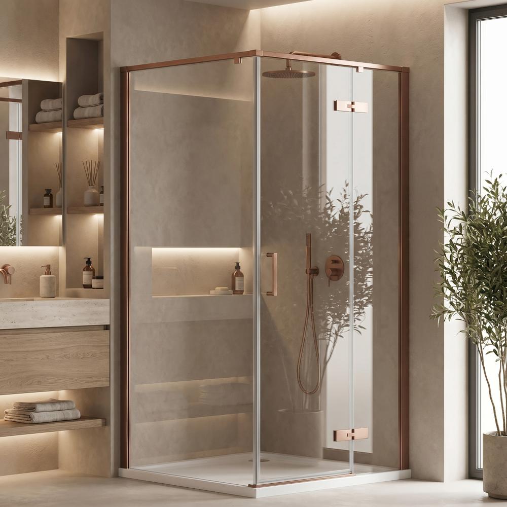 Shower enclosure Rea Bruno 90x90 Brush Copper