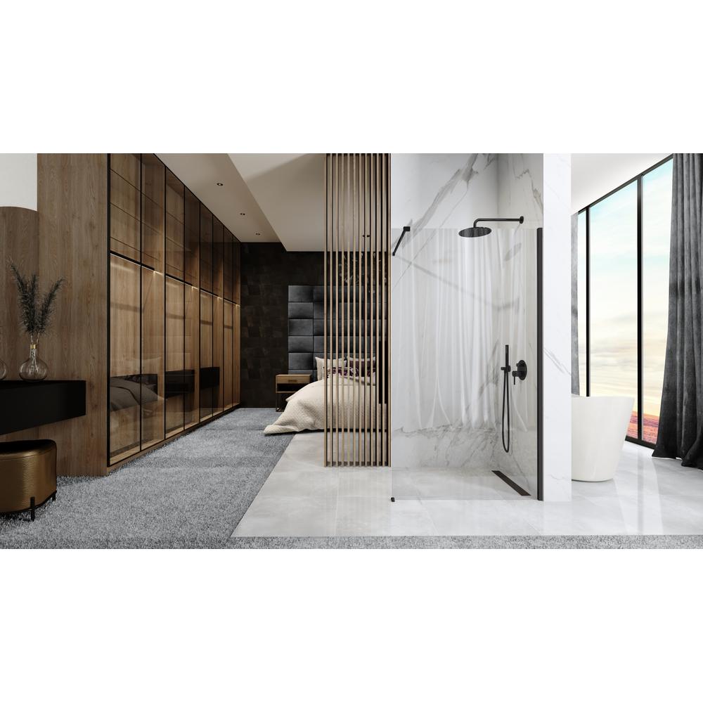 Paroi de douche Rea Aero Black Mat 100 avec étagère et support Evo