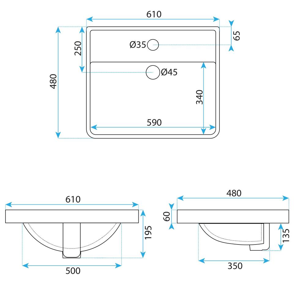 Умивальник врізний Rea ALISHA