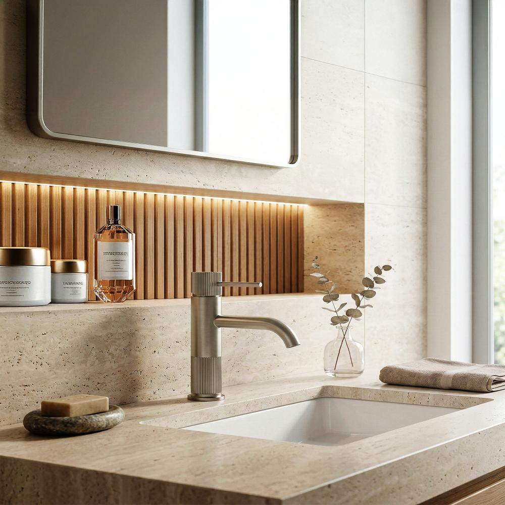 Fürdőszobai csaptelep Rea Lungo Stripe Brush Nickel Low