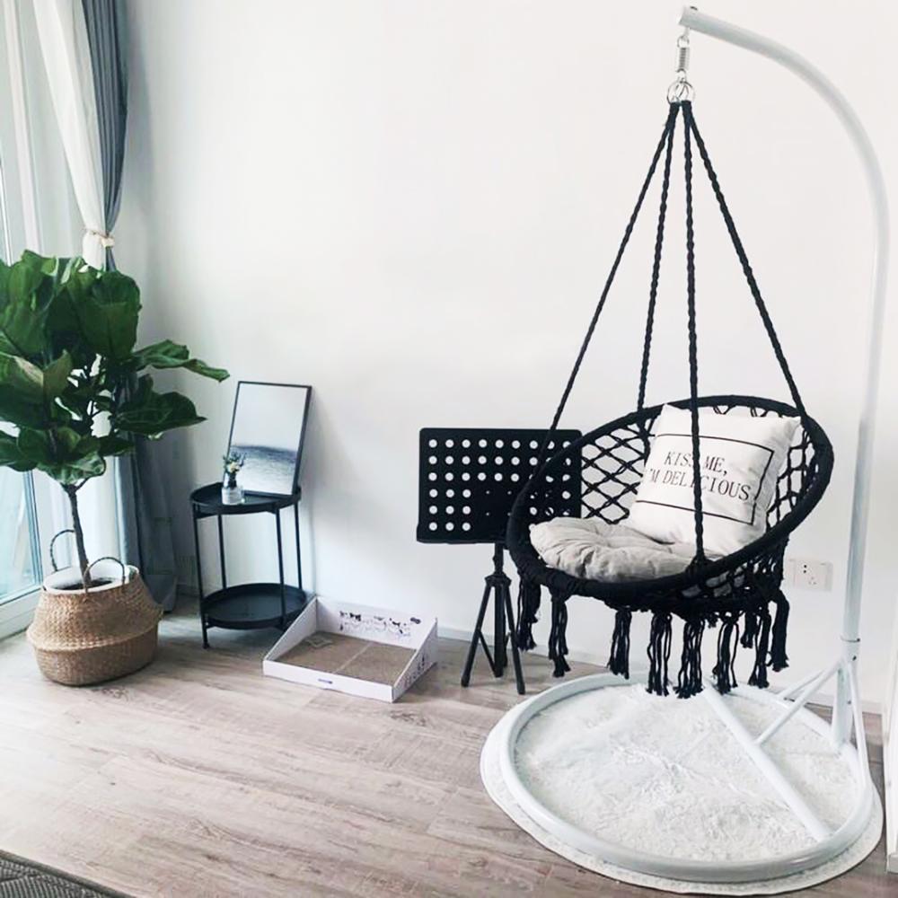 Fotel wiszący boho z poduszką black 490129A