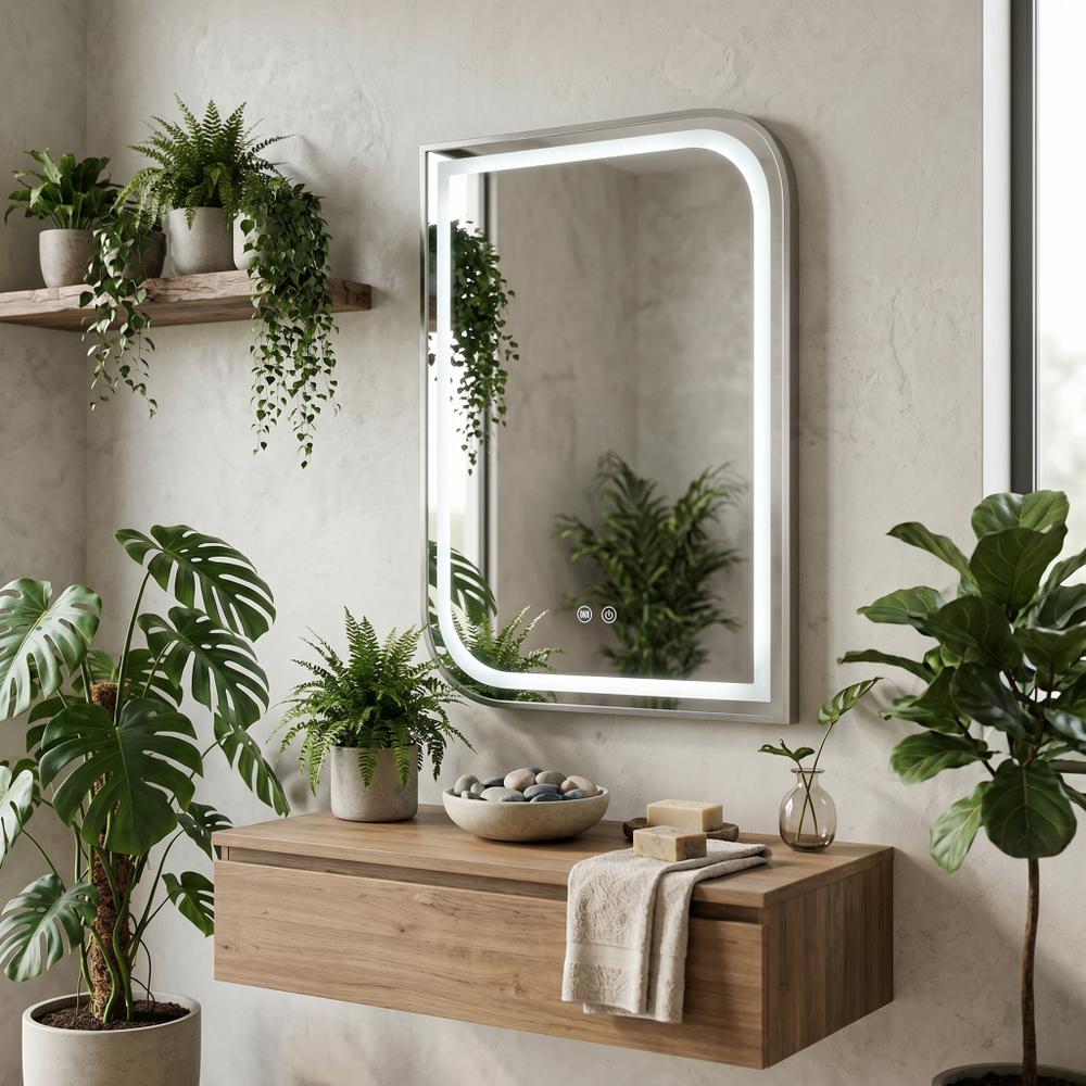 Lustro ścienne LED ZONE 70x50 Nikiel Szczotkowany