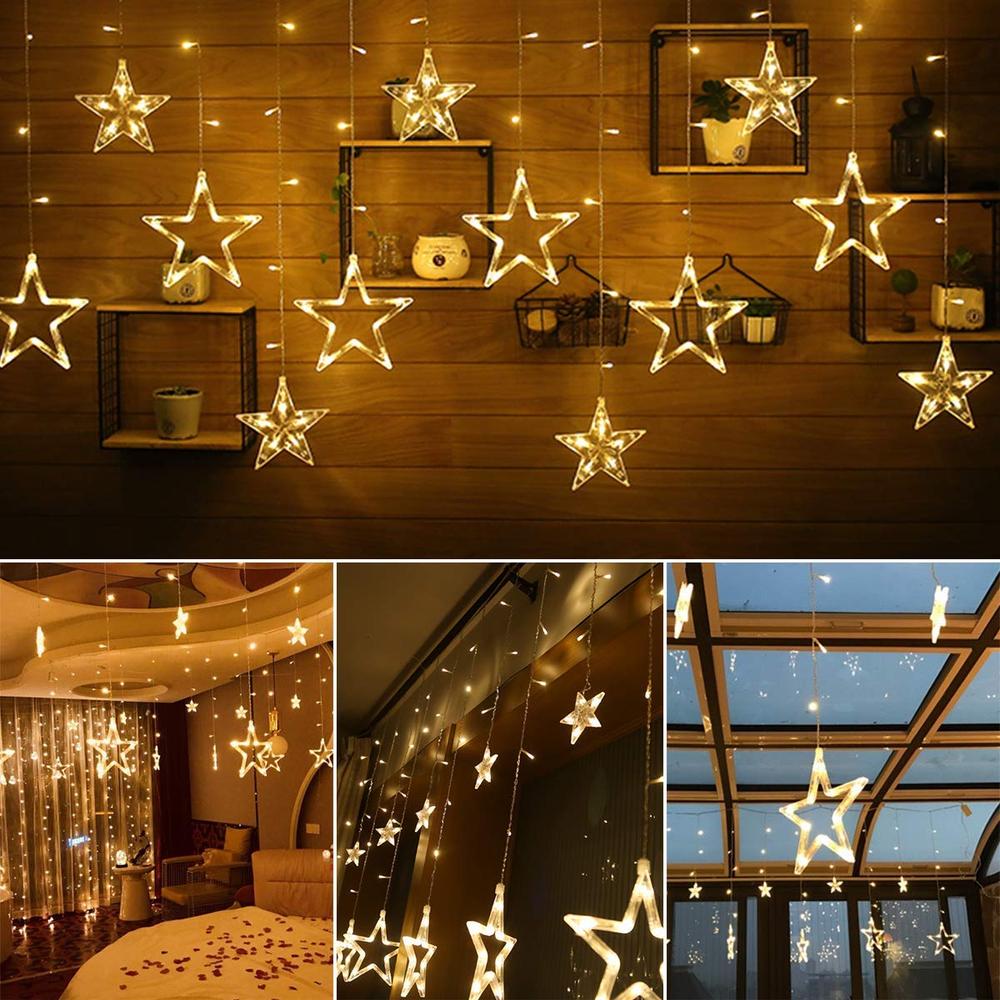 Lampki choinkowe kurtyna LED gwiazdy 2m