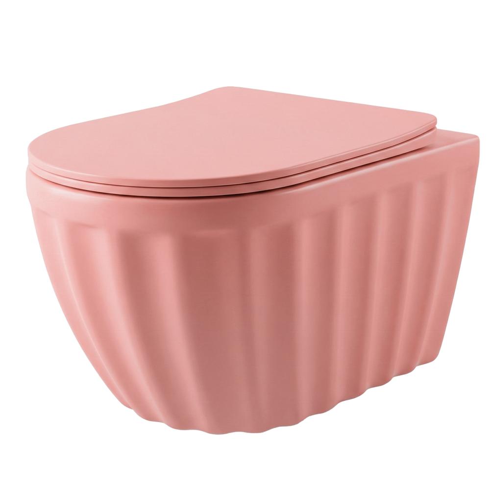 Zestaw Misa WC Duo podwieszana + Umywalka nablatowa Rea Duo Sweet Pink Matt