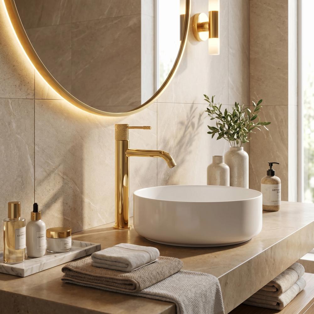 Umyvadlová baterie Rea Venti Gold vysoká