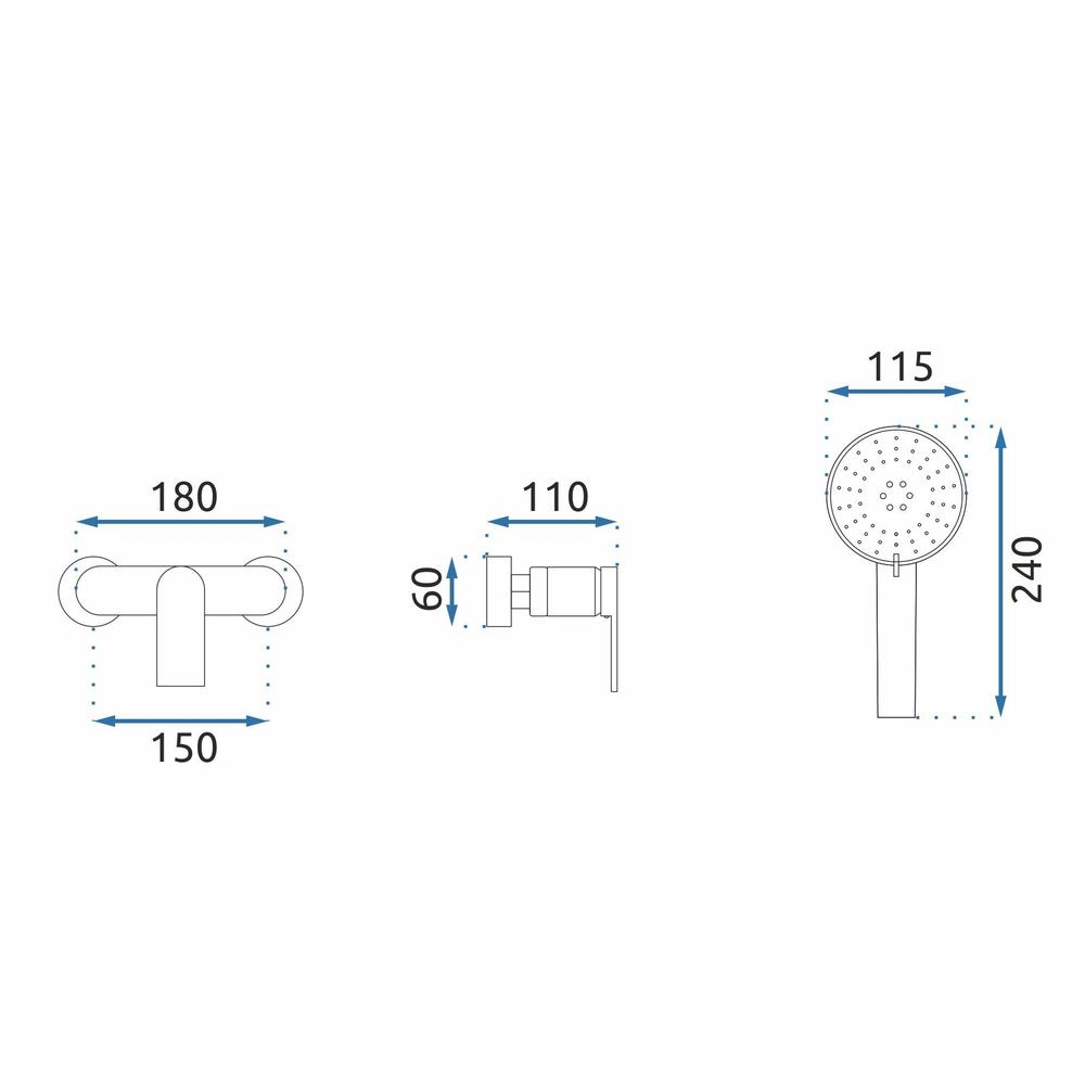 Dušas maisītājs ar rokas dušu REA Verso Black zelta krāsā Brushed