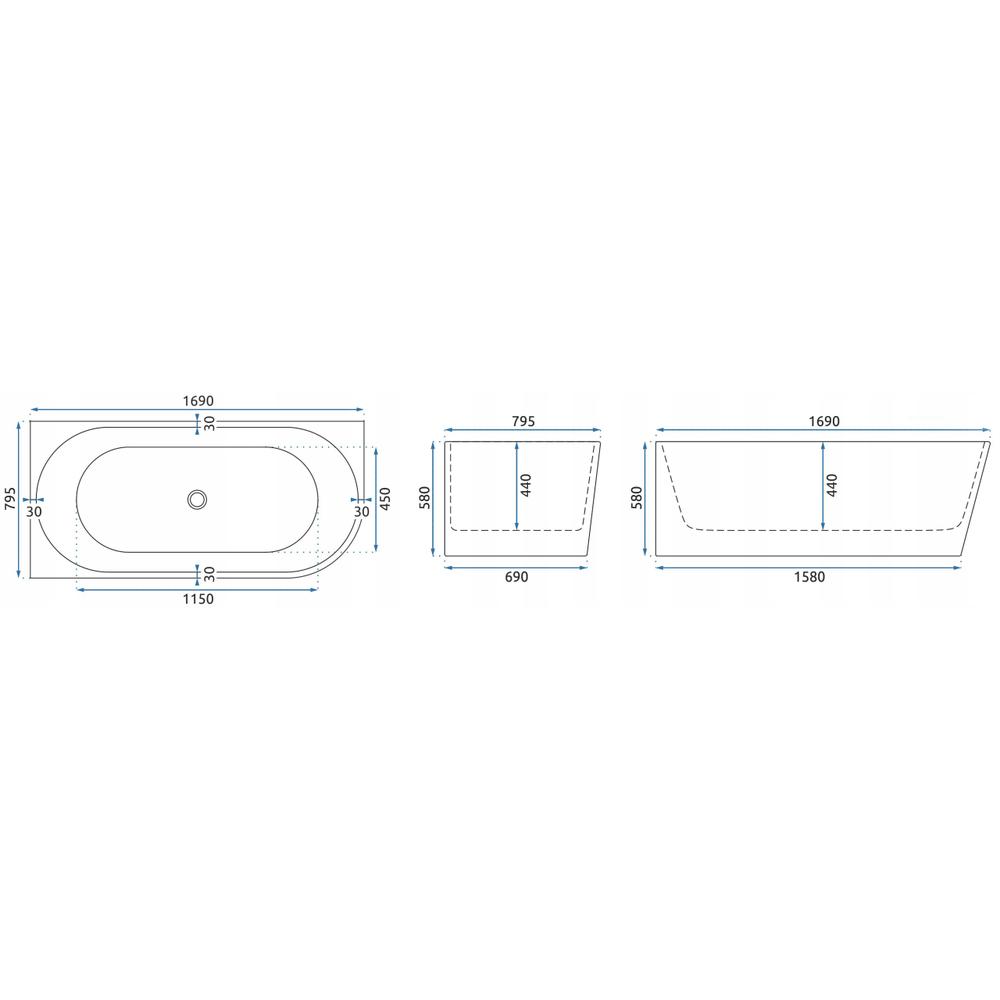 Banheira de canto de acrílico SYDNEY BELLANTO ESQUERDA 170cm