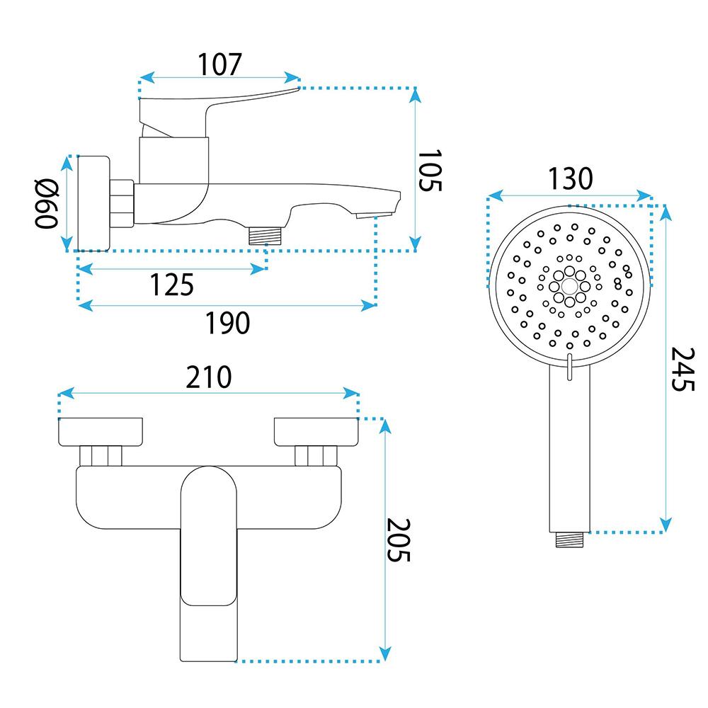 Vonių maišytuvas PREMIUM REA Vision Chrome