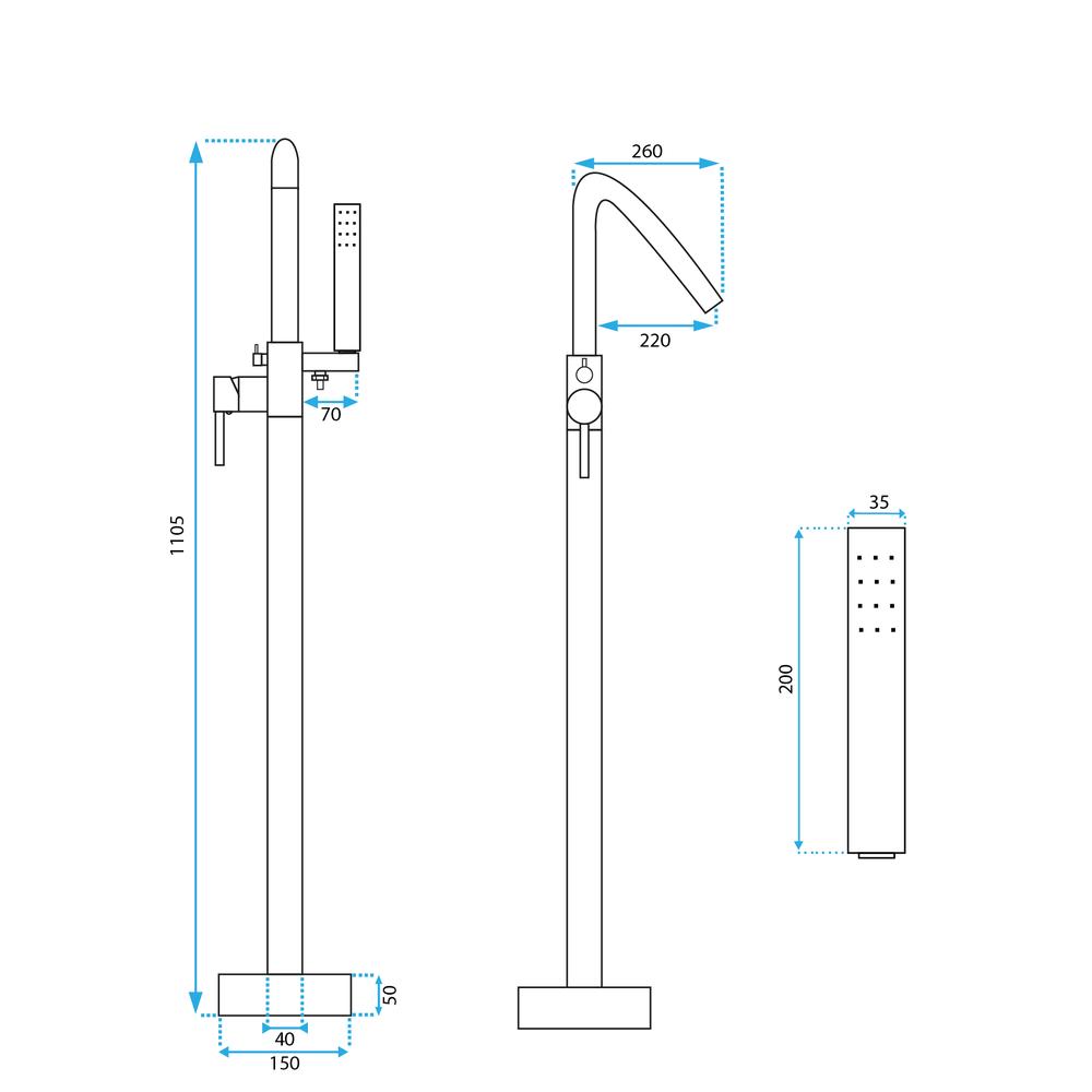 Volně stojící baterie Rea ARAS Chrome
