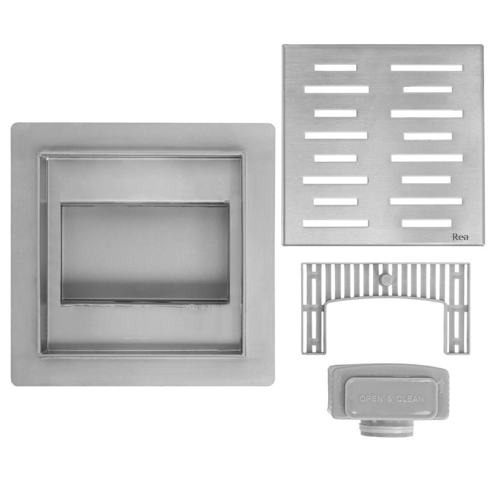 Linijinis nutekėjimas REA LINE 150x150 Nickel Brush