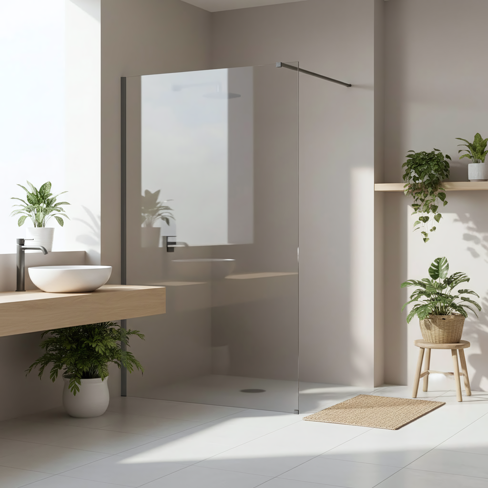 Stena za prhanje Rea Flexi Transparent / Titan 140